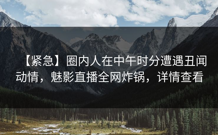 【紧急】圈内人在中午时分遭遇丑闻动情，魅影直播全网炸锅，详情查看