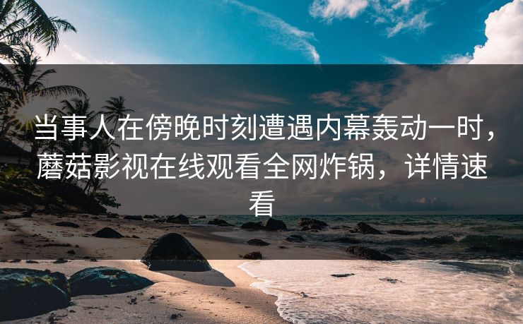 当事人在傍晚时刻遭遇内幕轰动一时，蘑菇影视在线观看全网炸锅，详情速看