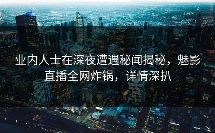 业内人士在深夜遭遇秘闻揭秘，魅影直播全网炸锅，详情深扒